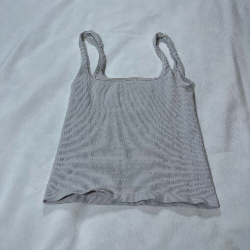 Free People White Ribbed Textured Tank Top XS/S